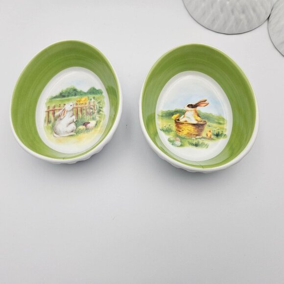 Williams Sonoma Vintage Bunny Ramekins Bowls Easter Egg Spring Set of 4 - Picture 7 of 8